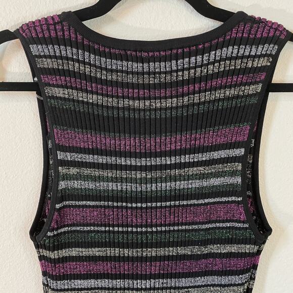 NWT Planet Gold Junior Stripe Metallic Sleeveless Mini Dress Plus Size 1X New - Picture 8 of 10